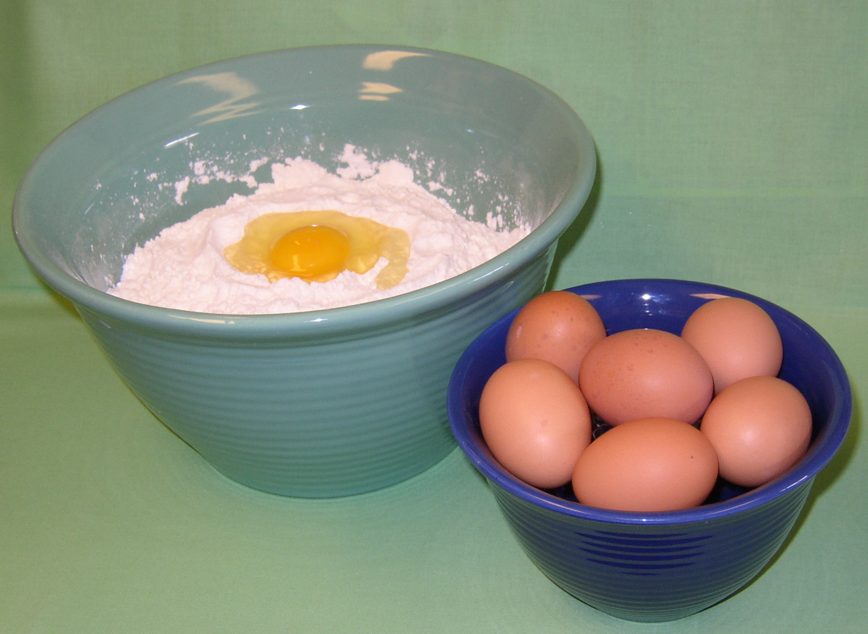 Bauer mixing bowls- the predecessor to Fiestaware, in an assortment of sizes and colors